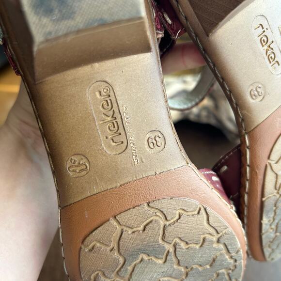 Rieker Red Leather Closed Toe Comfort Sandals Womens Size 39 8-8.5 - Picture 8 of 10